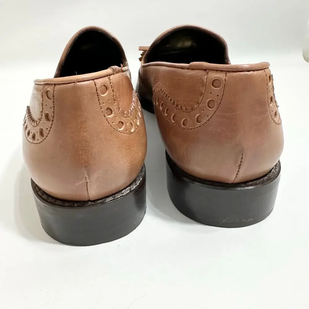 Stuart Weitzman Wingtip Leather Loafers Tassle Guything | Brown | SZ‎ 8.5